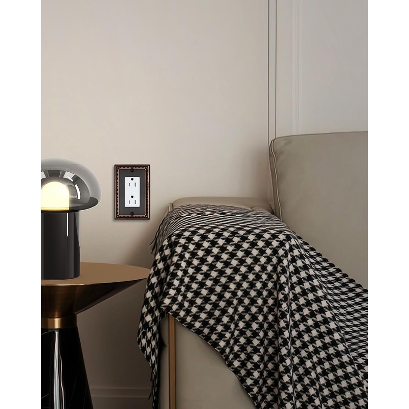 ZILLSEA 4-Pack Aged Bronze Outlet Cover Plates, Metal Decorator Wall