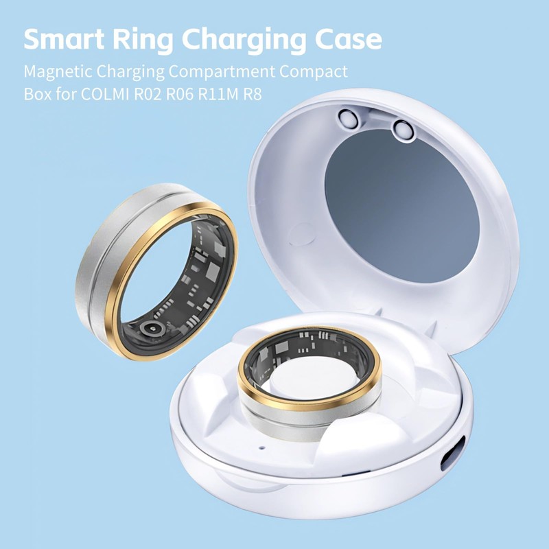 Smart Ring Charging Case Magnetic Charging Compartment Compact Box Portable