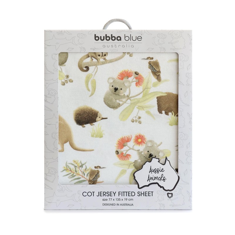 Bubba Blue New Aussie Animal Cot Fitted Sheet