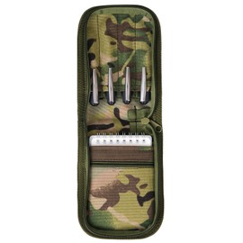 VEPKOIT Green Military Notebook Cover, 3" x 5" Top Spiral Notebook Cover with Zippered Organizer, Small All Weather Pocket Notebook Cover for A7 Folder - Multi