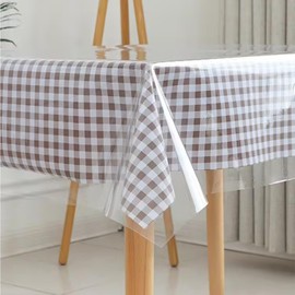 Kesfey Clear Plastic Table Cover Protector 54 x 78 Inch Clear Plastic 100% Waterproof Tablecloths Wipe Clean Vinyl PVC Rectangle Table Cloth Protector Oil Spill Proof Tablecover for Dining