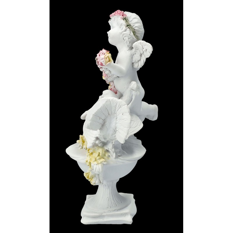 Angel Figurine with Roses and Doves 14 cm White