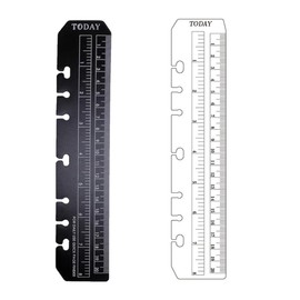 TopHomer 2 Pack Bookmark Rulers, Black and Clear Plastic Page Marker Divider Pagefinder Measuring Today Ruler for A5 Size Binder Notebook Planner with 7-Hole Ring Configuration