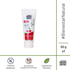 bienestar NEEM ERFRE Crema dental natural en gel infantil con Xilitol para niños de 3 años en adelante | sin fluor, LESS, LSS | 50 gr (Cereza, Individual)