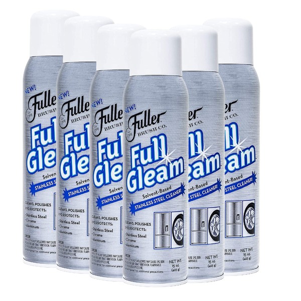 Fuller Brush Full Gleam Stainless Steel Cleaner - Chrome & Aluminum Conditioner Spray For Cleaning Pots, Pans, Cooktop & Kitchen Appliances - Easy Clean & Polish For Home & Business (Pack of 6)