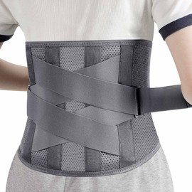 Jokisa Back Brace with Support Struts, Lumbar Support Made of Breathable Nylon Fabric, Relieves Back Muscles and Posture Correction, Intervertebral Disc Belt for Work and Sports (XL)