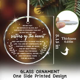 Friendship Gifts for Women Friends, Thank You Gift for Her, Bestie Gifts, Sister Gifts for Friends, Graduation Gifts, Appreciation Crystal Ornament, Christmas Glass Ornament, for Girls