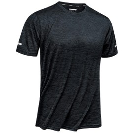 TACVASEN Athletic Shirts for Men Gym Shirts Men Short Sleeve Workout Running Crew Neck Summer Shirts Dry Fit Tshirts Shirts for Men Black