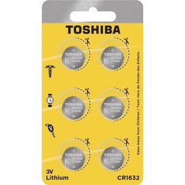 TOSHIBA CR1632 3V Lithium Coin Cell Child Resistant Blister Package (6 Batteries)