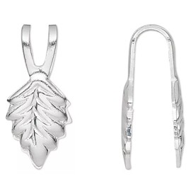Platinum 10 SilverPlated Brass Fold Over & Glue on Y Style Leaf Bails w/ 14mm Grip Length