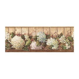 York Wallcoverings HK4643BD Best Of Country Hydrangea Khaki and Brown Water Activated Border