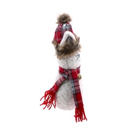 Pavilion - Cranberry Cat - 13.5" Decorative Door Stopper Plaid Holiday Christmas Home Decor Feline Kitty Cat Kitten Lover Gift Present