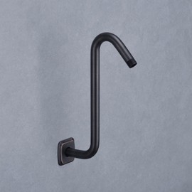 Angled Shower Arm with Flange S Shaped Rainfall Shower Head Riser Pipe, 12 Inch Stainless Steel Gooseneck Extender Arm with 9 Inch High Rise, Wall Mounted,Oil Rubbed Bronze