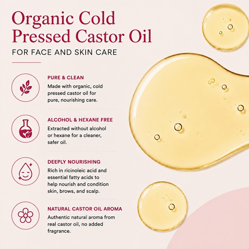 Organic Castor Oil Roll On with Rose Quartz Roller Ball,
