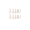 JUSTOTRY 24 Pcs Marble Coffin False Nails Long with Diamond,Brown