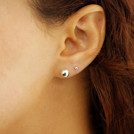 RANKEEF Sterling Silver Stud Earrings for Women Hypoallergenic Cartilage Earrings Ball Cubic Zirconia Stud Earrings 3/4/5/6/7MM