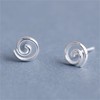 Sterling Silver Circle 7mm Circular Spiral Swirl Round Dot Stud