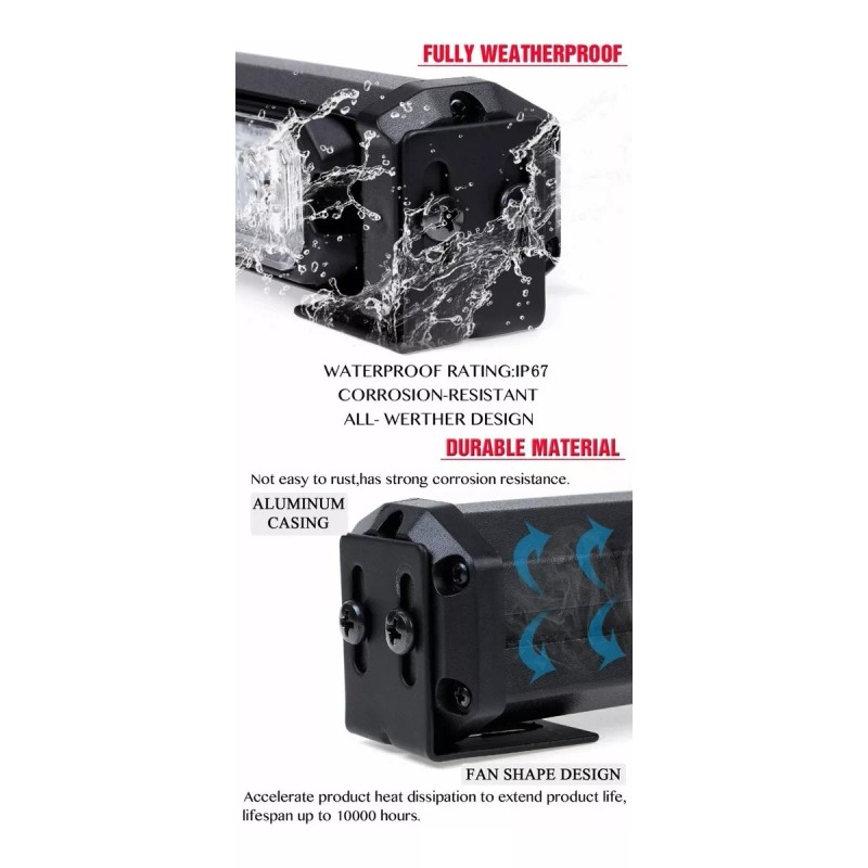 PUNKZZ Barra Torreta Estrobo Codigo Leds Cob Policia 47 PuLG