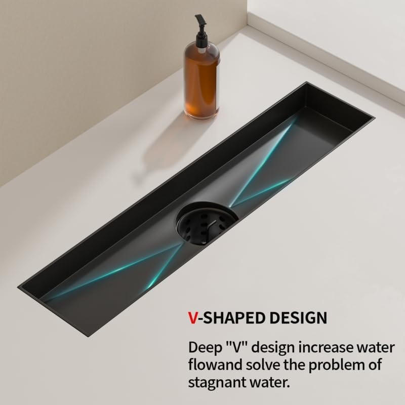 Mirravative Linear Shower Drain, 304 Stainless Steel with Adjustable Leveling