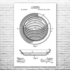 Gold Sifting Pan Poster Print, Mining Decor, Gold Prospector, Miner Gift, Gold Rush Art, Rock Collector, Geology Art Black & White (5 inch x 7 inch)