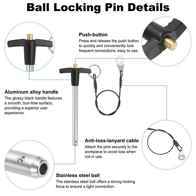 PATIKIL T Handle Lock Pins 5/16 x 3.15" (8 x