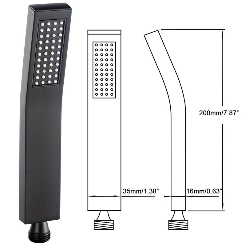 Asyas Square Solid Brass Handheld Shower Head High Pressure Single