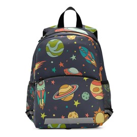 UMIRIKO Cute Kids Mini Toddler Backpack for Boys Girls Cartoon Universe Ufo Planet Rocket Preschool Backpack,Kindergarten School BookBags with Strap 20241193