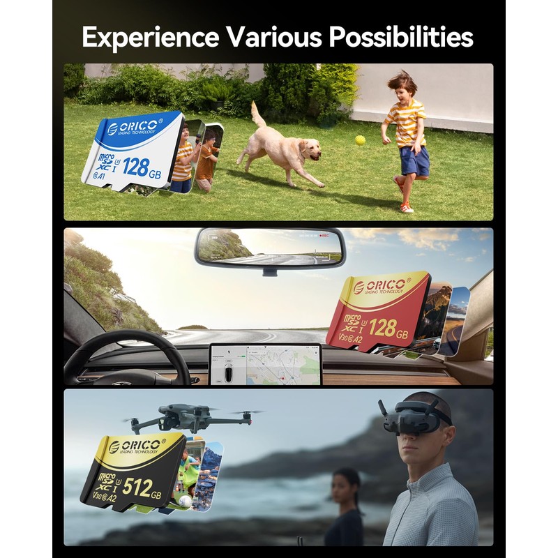 ORICO V3 512GB microSDXC UHS-I Memory Card, 180MB/s Read (Requires