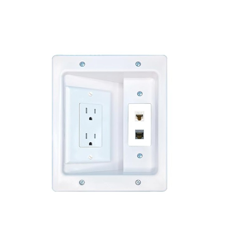 RiteAV CAT6 CAT6A Recessed Wall Plate Cable Concealer Management Kit