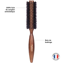 Plisson 12 Row 100% Wild Boar Round Hair Brush PB9500.12 Dark Wood