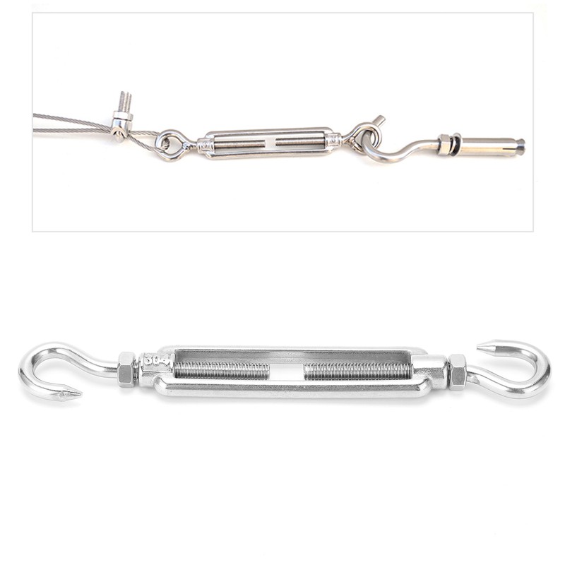 4Pcs Hook to Hook Turnbuckle Stainless Steel Hardware Kit for