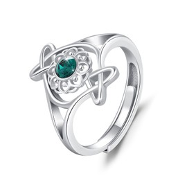 TRISHULA Daisy Rings 925 Sterling Silver Adjustable Green CZ Rings Birthday Christmas Jewelry Gifts for Girls Women