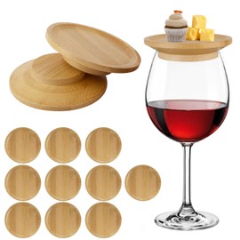 Dannir 10Pcs Wine Glass Charcuterie Topper, Mini Charcuterie Boards, Wine Glass Topper Charcuterie Appetizer Plates, Wine Glass Covers to Keep Bugs Out for Family Gatherings Bars Restaurants
