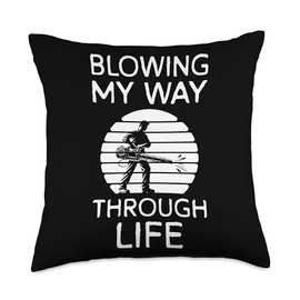 Blowing My Way Through Life Autumn Leaf Blower Throw Pillow