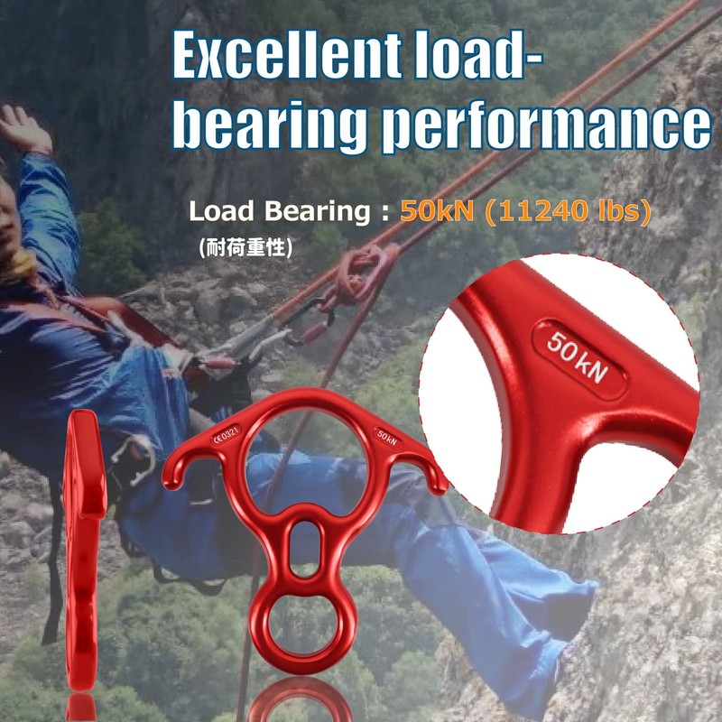 Azarxis 50KN Descensor con Orejas Grande Anillo de Rappel 8