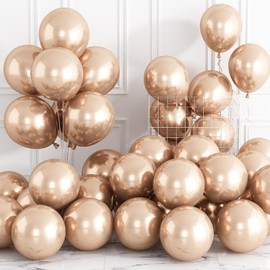 Metallic Champagne Gold Balloons 30 Pack 12 Inch Shiny Gold Chrome Balloons Glossy Vintage Light Gold Thick Helium Balloons for Birthday Wedding Anniversary Baby Shower Graduation Party Decorations