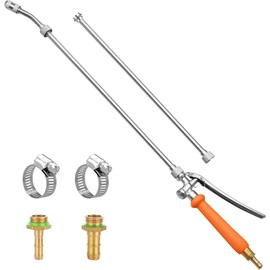 VANPET All Metal Replacement Sprayer Wand,1/4"" & 3/8"" Brass Barb Sprayer Wand Replacement, Stainless Steel Sprayer Wand with Shut off Valve & 2 Hose Clamps (44 Inches Sprayer Wand)