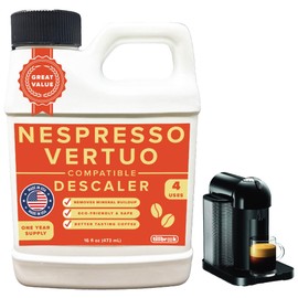 Tillbrook Descaler Compatible with Nespresso Vertuo Machine - 1 YEAR SUPPLY Concentrated Descaler for Nespresso - 16oz Coffee Maker Cleaner for Nespresso, Breville, Keurig, Espresso Machine - 4 Uses