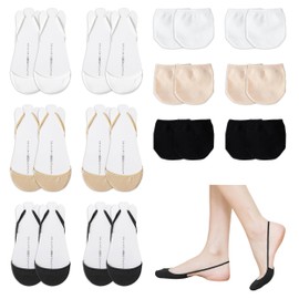 12 Pairs Toe Topper Socks, 2 Styles Toe Topper Liner Socks for Women, Non-Slip Toe Half Socks Toe Liner Half Socks No Show Liner Half Socks for Prom Wedding Parade Hiking