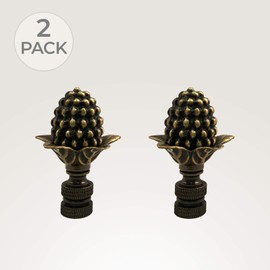 Royal Designs Decorative Pineapple Lamp Finial for Lamp Shade, Antique Brass - Set of 2