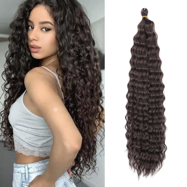 Deep Twist Crochet Hair Water Wave Twist Hair Bundles Synthetic Curly Braiding Hairstyle Hair Extension Ombre Kinky Curl Braiding Hair Piece 22 Inch 6 Packs