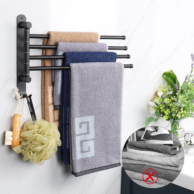 NearMoon Swivel Towel Rack, Thicken SUS304 Stainless Steel 4-Arm Towel