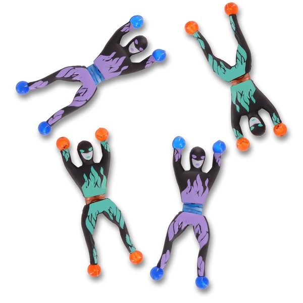 D.A.Y. Republic Ninja Wall Climbers, Sticky Crawling Men, 4 Pieces (9.5cm), Hand Toys for Kids Watch as they Tumble Down Walls and Stick to Ceilings, Perfect for Party Bag Fillers (4 Climbing Ninjas)