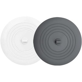 Tub Stopper 2 Pack,Bathtub Drain Stopper,6 inches Large Silicone Drain Plug,Hair Stopper Flat Suction Cover for Kitchen Bathroom Accessories and Laundry (Gray/White)