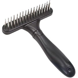 Portable Carpet Rake for Pet Hair - Double Row Stainless Steel Pins, Pile Lifter for Short & Long Hair, Restores Fluffy Carpets