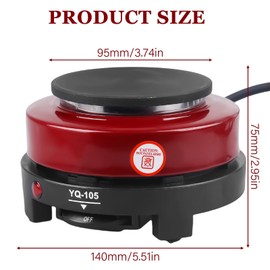 GOMETY Electric Hot Plate, Cast Iron & Stainless Steel, 5 Burning Levels, 220 V, Small Hob 500 W/Hob Single Mini Single Hob Kitchen Heating Plate for Household, Camping, Office