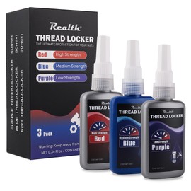Realth 50ml-3 Pack Threadlocker Purple Blue and Red, Low Strength Medium Strength and High Strength Thread Locker, Lock Tight Thread Lock for Metal, Fasteners, Nuts, Bolts to Against Losening and Seal