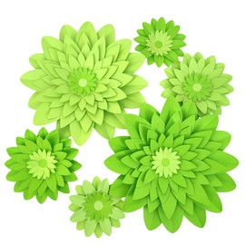 Mybbshower Large Lime Green Paper Flowers for Wall (12"-5") Spring Party Birthday Baby Room Nursery Decoration Forest Wedding Bridal Shower Decorations Photo Prop Pack of 6