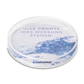 VITAdisplays Round Payment Plate, Cash Tray, Change Tray "Full-Moon" as a Number Tray and Transparent Cashier Plate, Customisable with Paper Insert