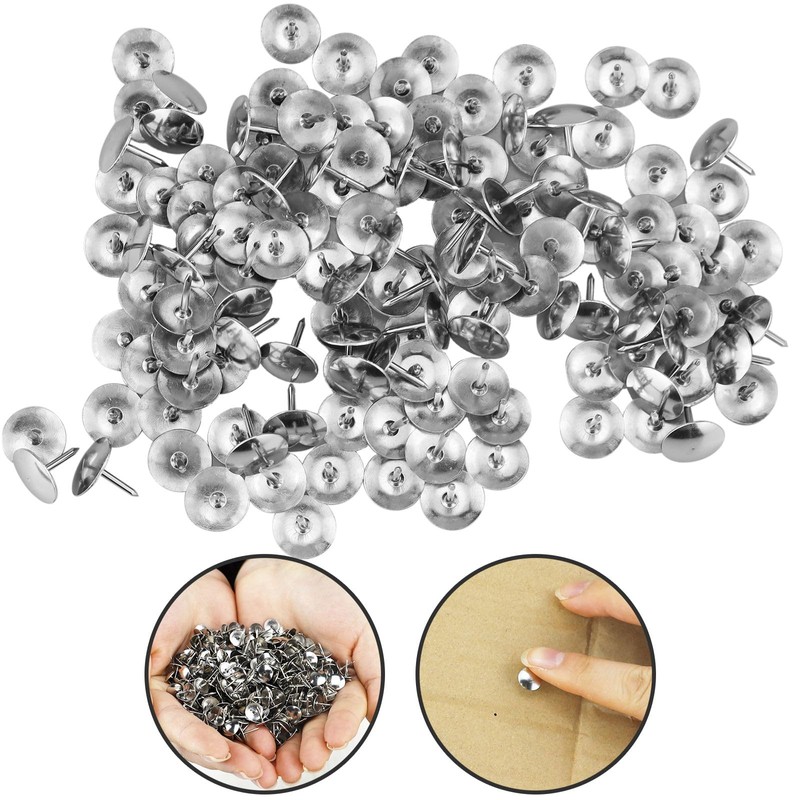 500pcs Silver Thumb Tacks - 9.5mm Round Push Pins Iron